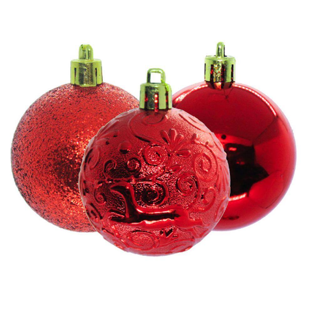 Bola de Natal 9 Pcs 6 cm Liso Decorada Vermelho - un