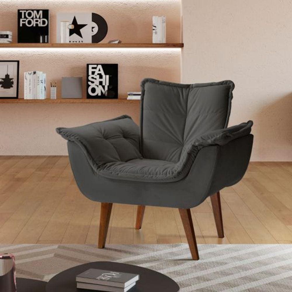 Poltrona Veludo Grafite - Eros/Montano