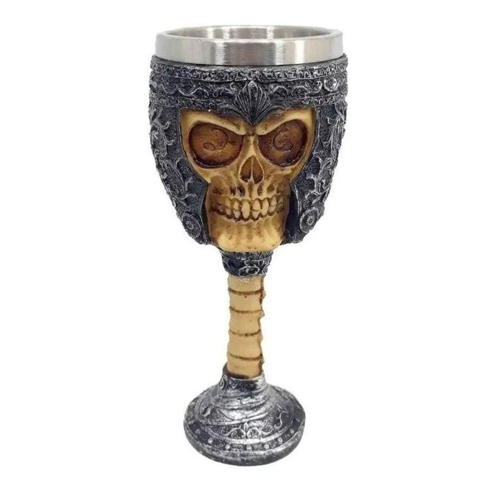 Taça Caveira Gladiador Copo Cálice Vinho Medieval 200 Ml