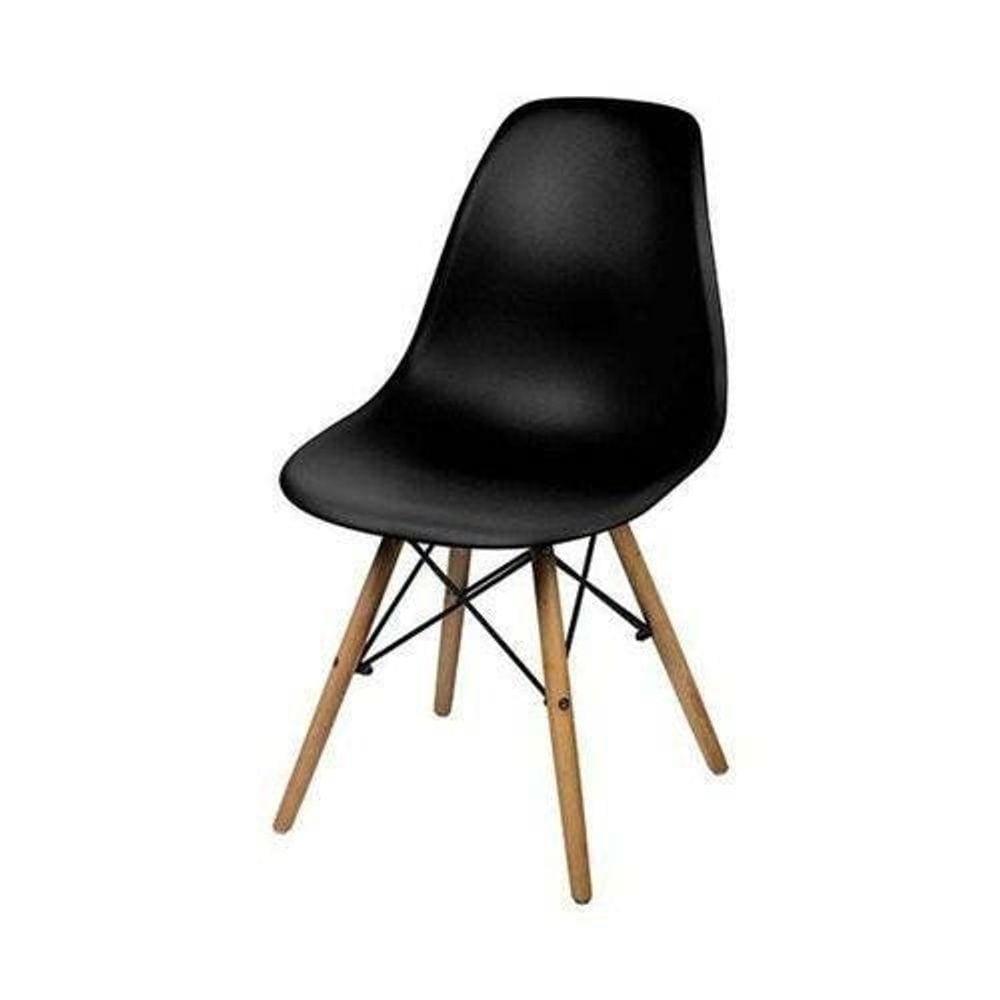 Kit de 2 Cadeiras Eiffel Eames Preta Base Madeira PraCAsa