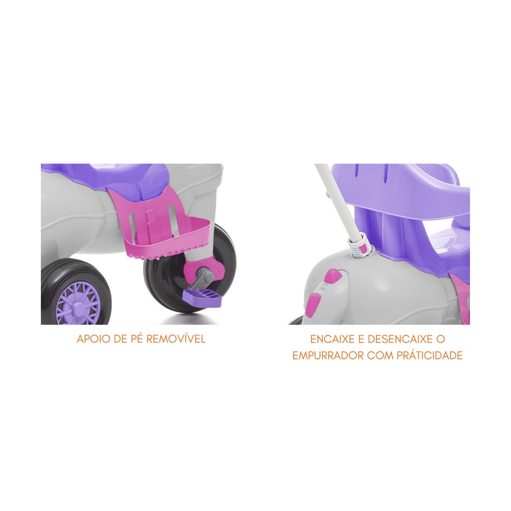 Triciclo Infantil Empurrador Com Capota Rosa BW084RS