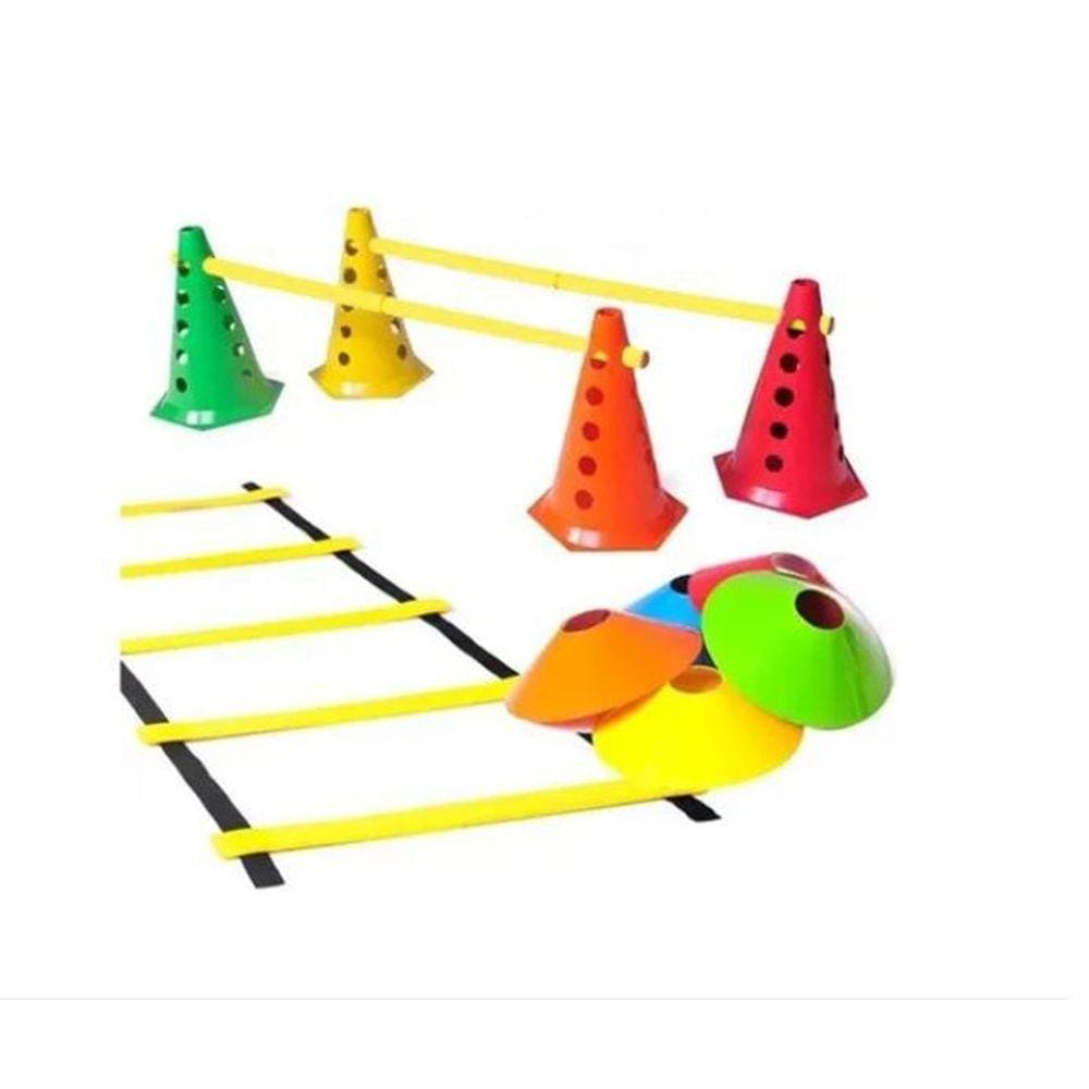 Kit Treino Agilidade 10 Chapéu Chinês + Escada + Barreiras
