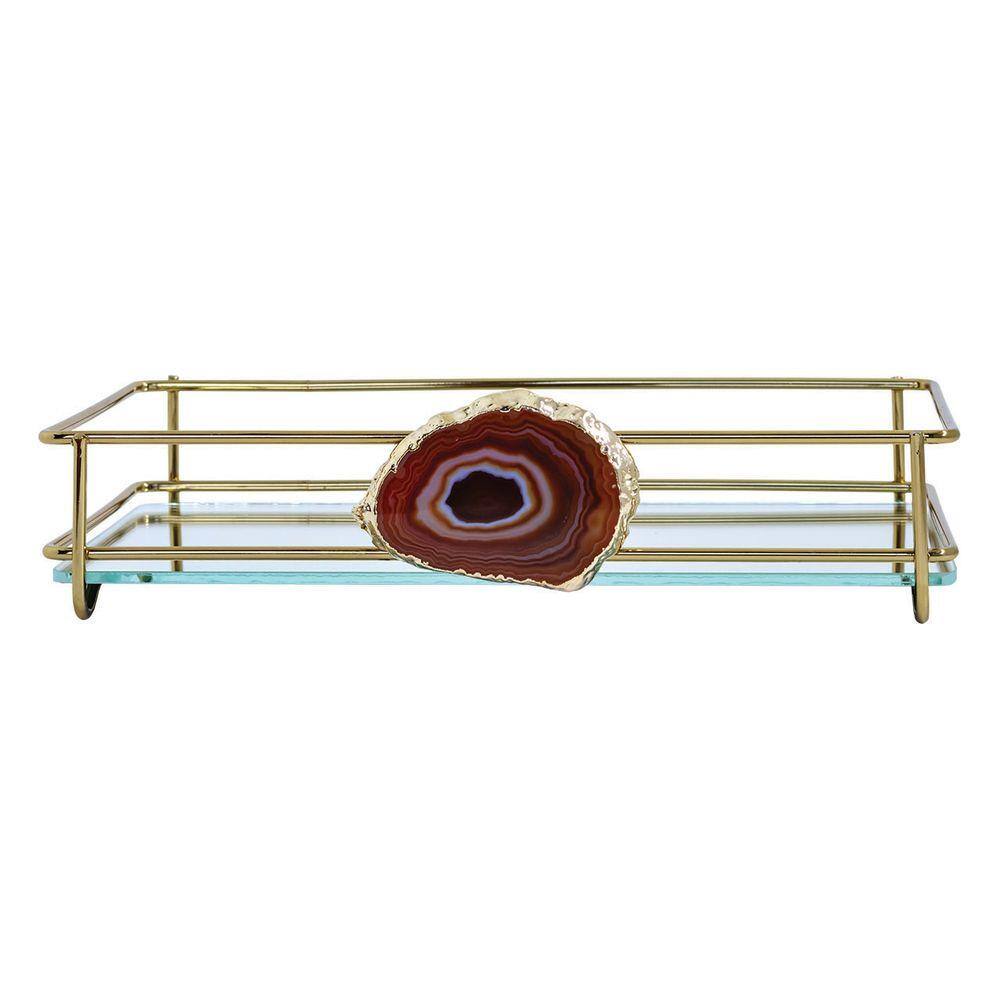 Bandeja Hara Fence Ágata Dourada 10X20 Cm