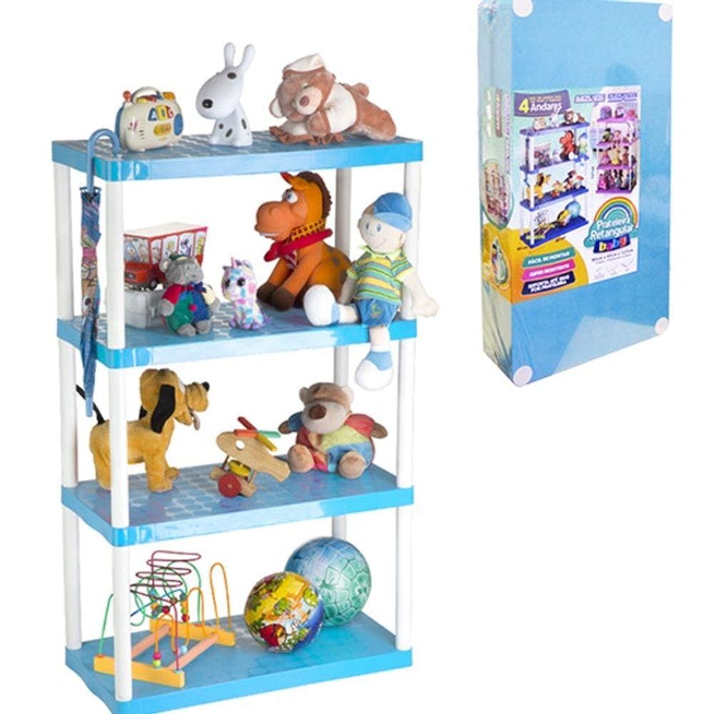 Prateleira de Chão Retangular Baby Com 4 Andares Azul