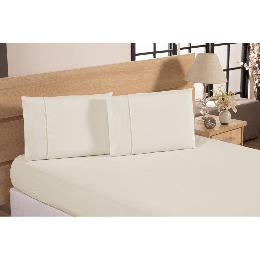 Jogo De Lençol Solteiro 100% Algodão Ponto Palito Palha