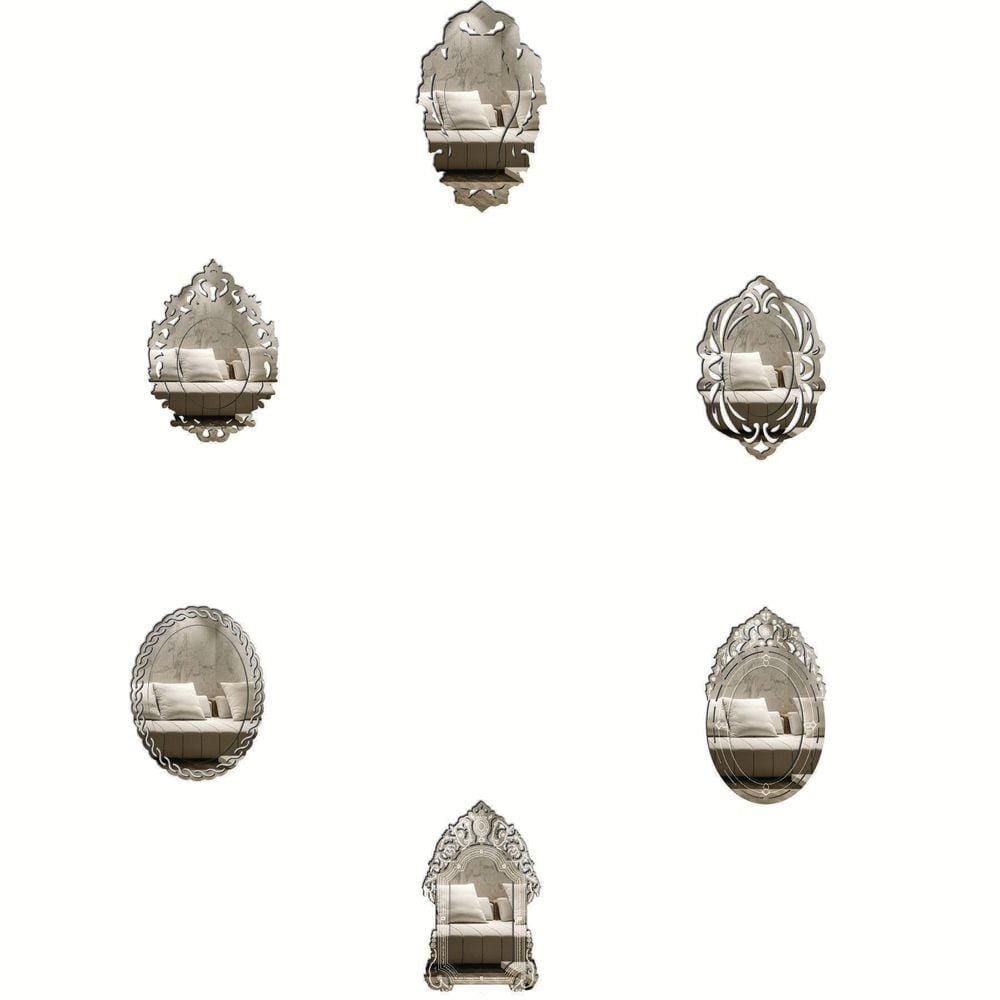 Kit Espelhos Decorativos Venezianos  Pegui Veneza 6 Peças