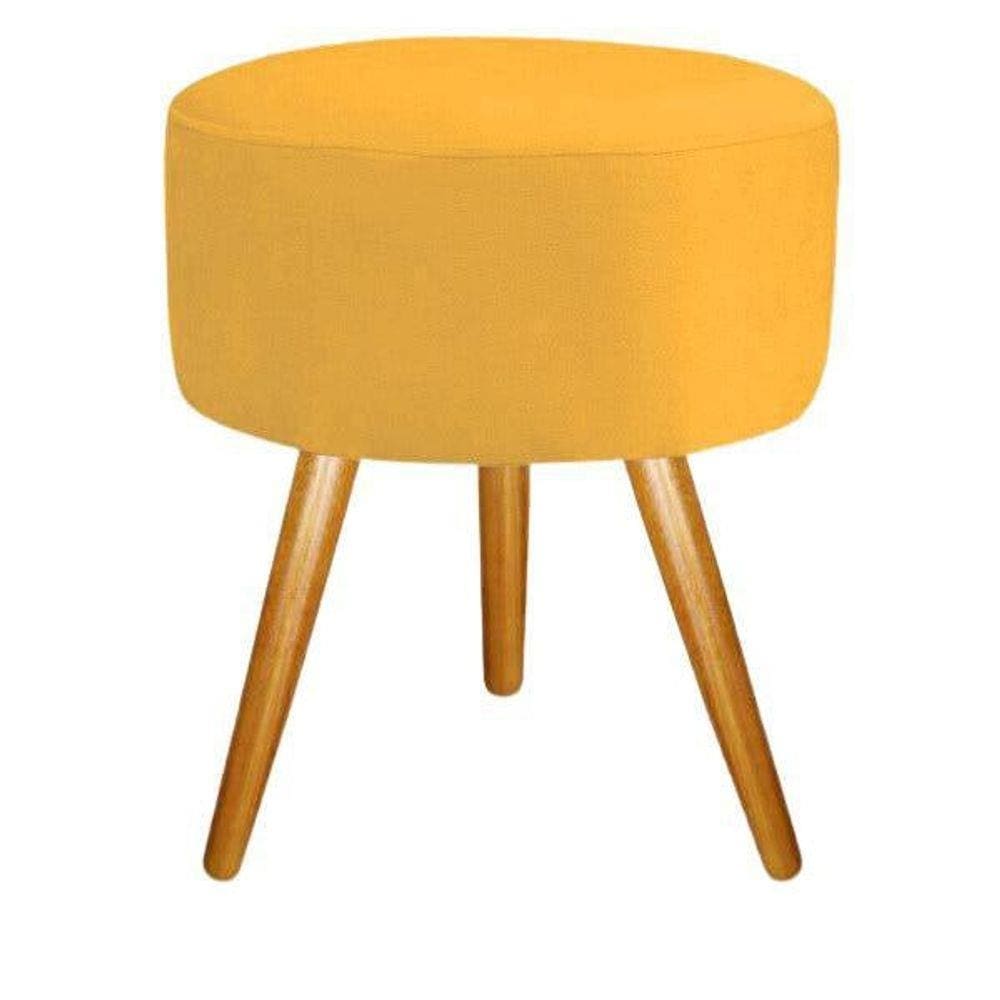 Puff Banqueta Para Sala Pé Palito Amarelo 50 Cm Altura