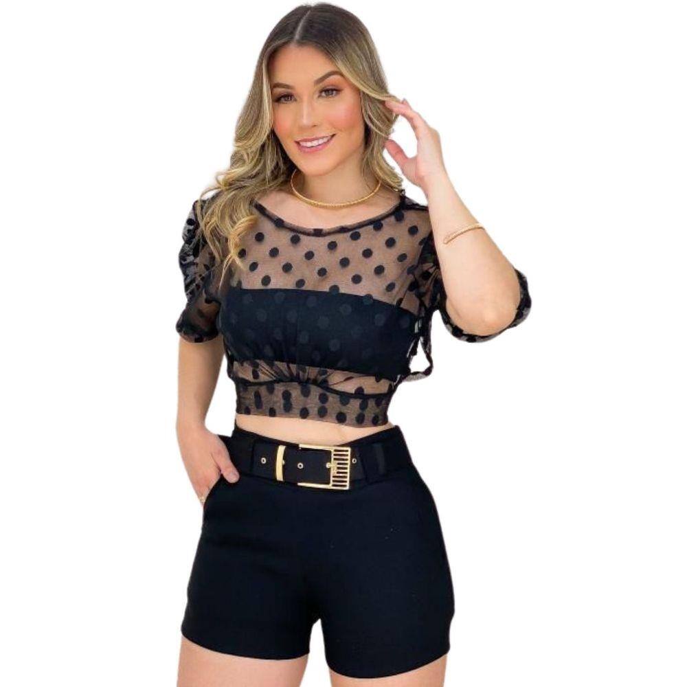 conjunto feminino de short e cropped