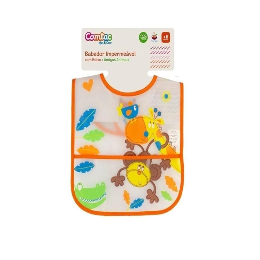 Babador Impermeável Com Bolso Amigos Animais Comtac 4388