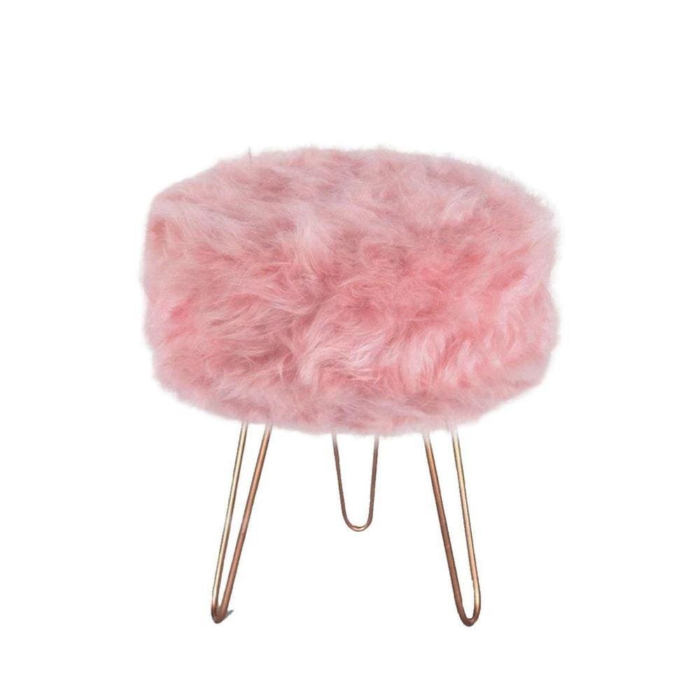 Puff Puff Para Decoração Sala De Estar Redondo Pelúcia Rosa
