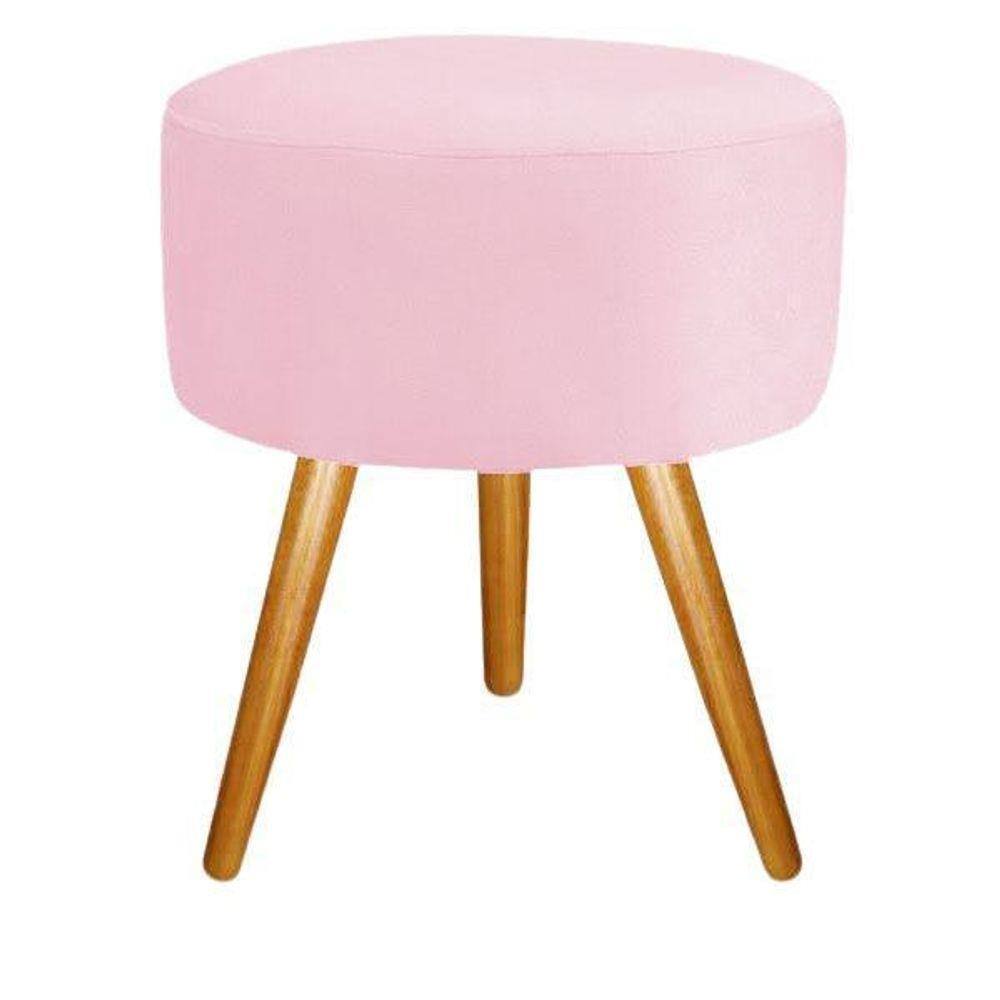 Puff Para Sala Pé Palito Rosa Chiclete 50 Cm Altura