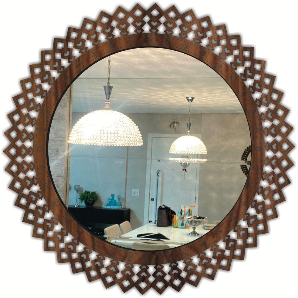 Espelho Decorativo Madeira Pegui Jasper - 45 Cm