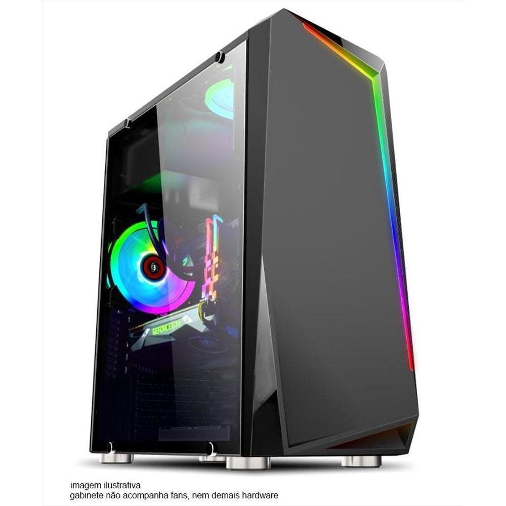 Gabinete Gamer Bpc-C8410 Black Sem Fonte Com Lateral Vidro E Frontal Com Rgb
