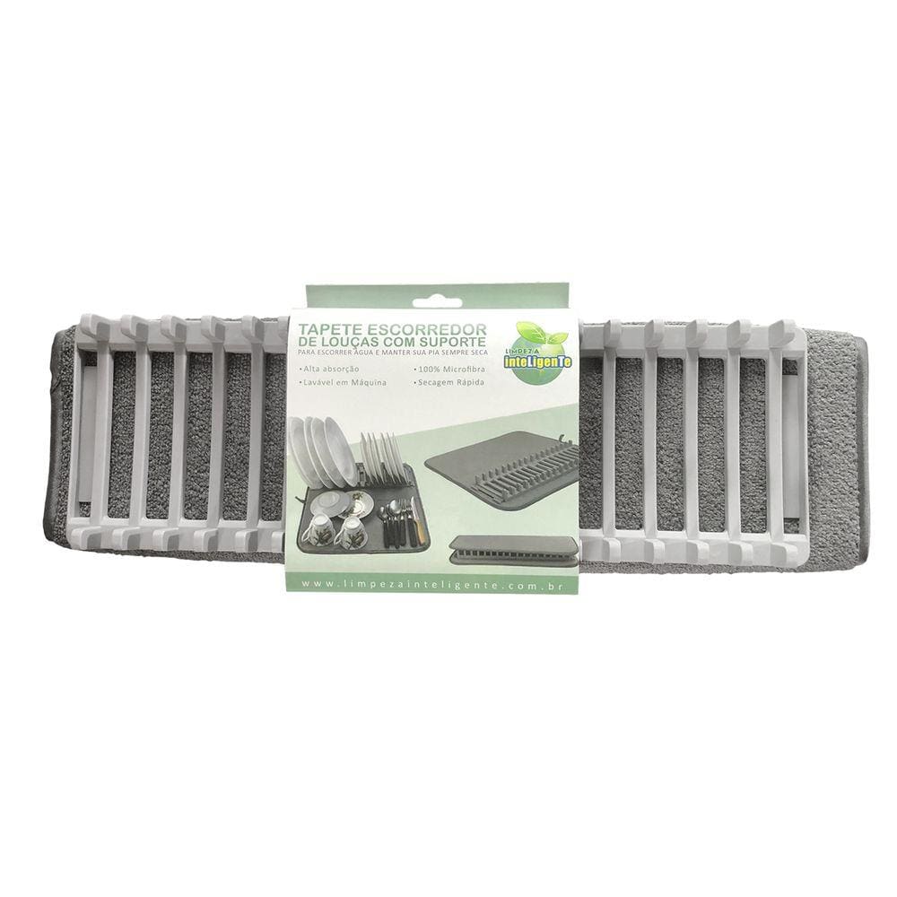 Tapete Escorredor de Louças 40x45 Cinza Com Suporte