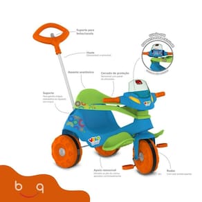 Triciclo Infantil Com Empurrador Velocita Classic Azul - Bom Preço Magazine