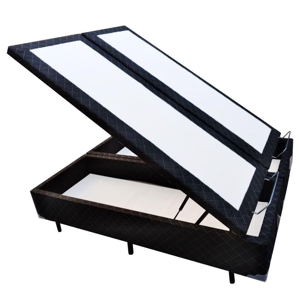 Cama Box Baú Queen Bipartido NK Camas Poliéster Preto 41x158x198