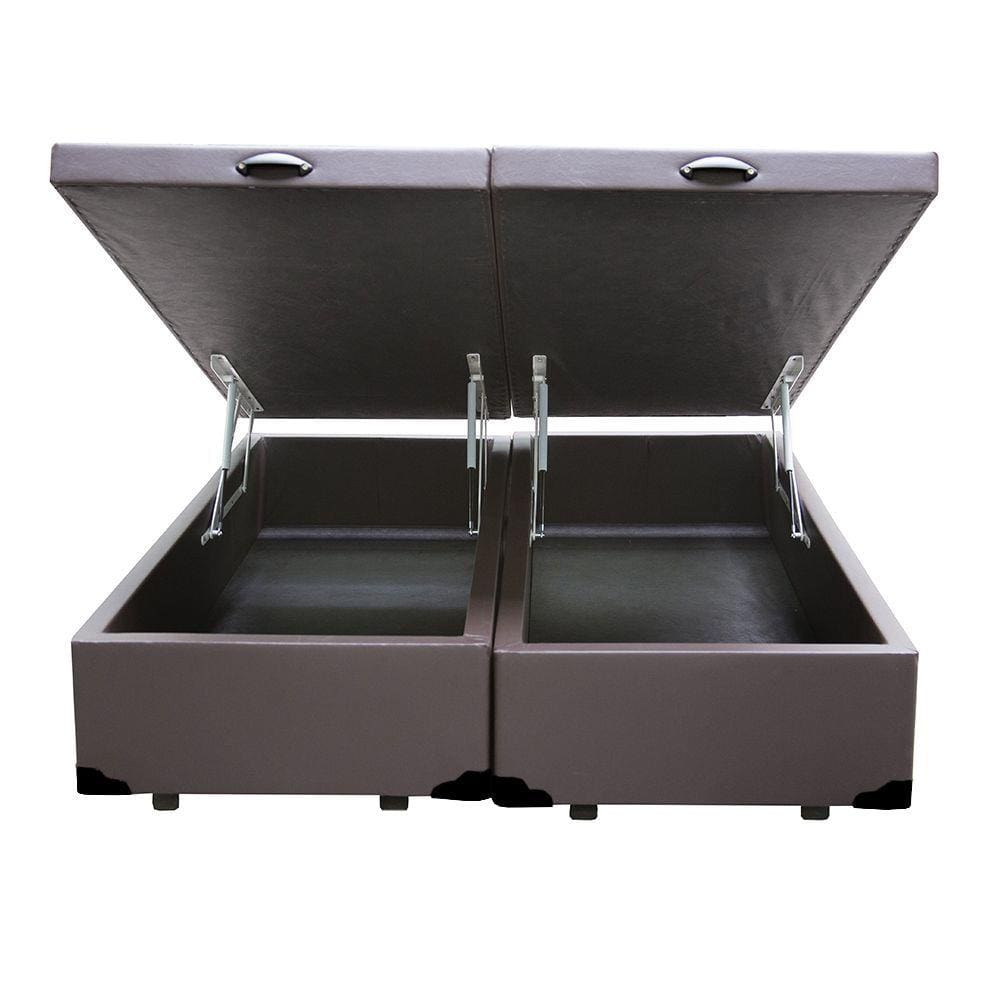 Cama Box Baú Casal Bipartido NK Camas Sintético Marrom 41x138x188