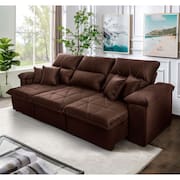 Sofá Retrátil Reclinável Trento 2,30m Suede Velut Marrom c/ Molas no Assento - King House