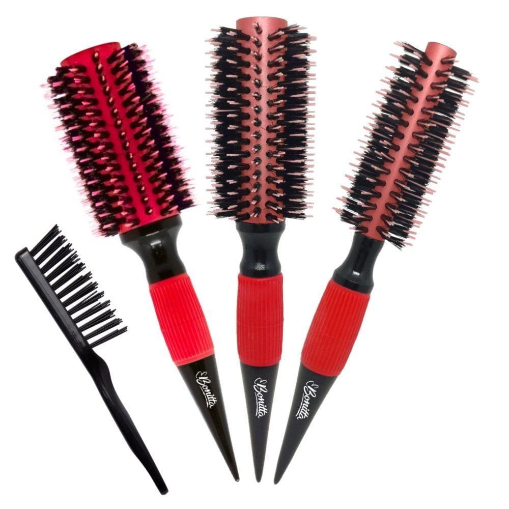 Kit 03 Escovas Pop Vermelho Fosco 45/55/64Mm Bonitta Marco Boni