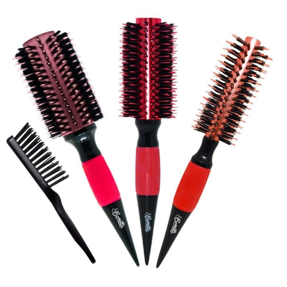Kit 03 Escovas Pop Vermelho Brilho 45/55/64Mm Bonitta Marco Boni