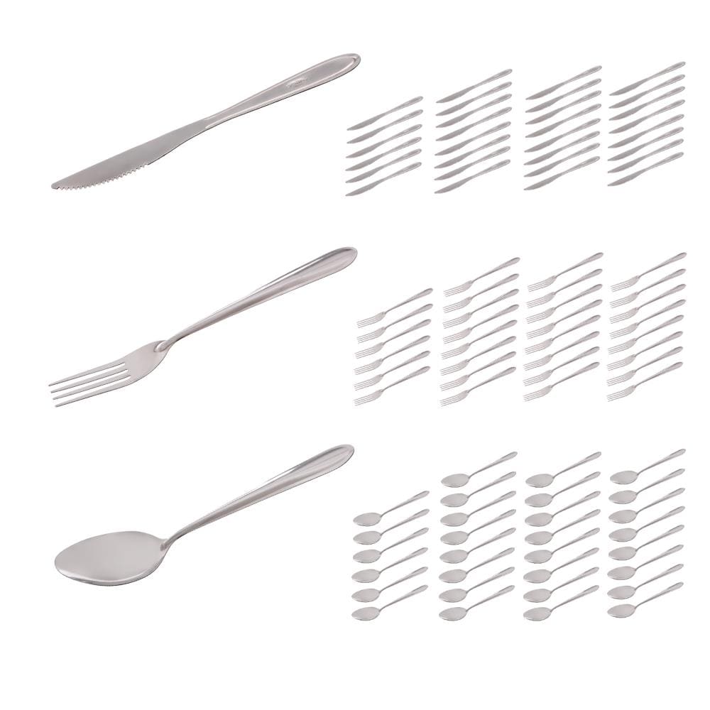 Jogo de Talheres Com 90 Peças Garfo Colher Faca Inox Polido