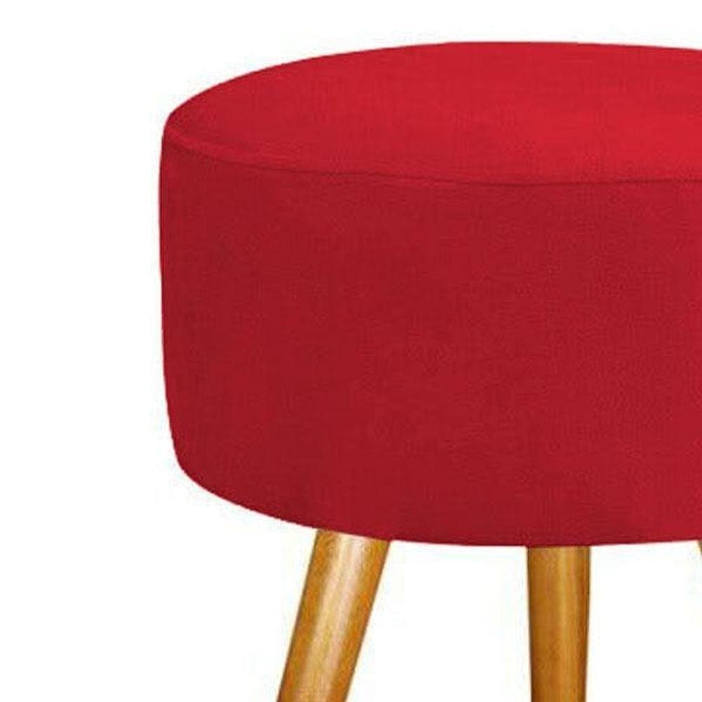Puff Puf Para Decoração Sala De Estar Redondo Suede Vermelho