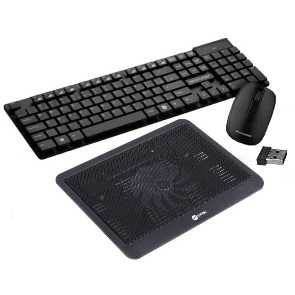 Suporte com Cooler P/Notebook CN100 + Teclado E Mouse Sem Fio Multilaser Tc251