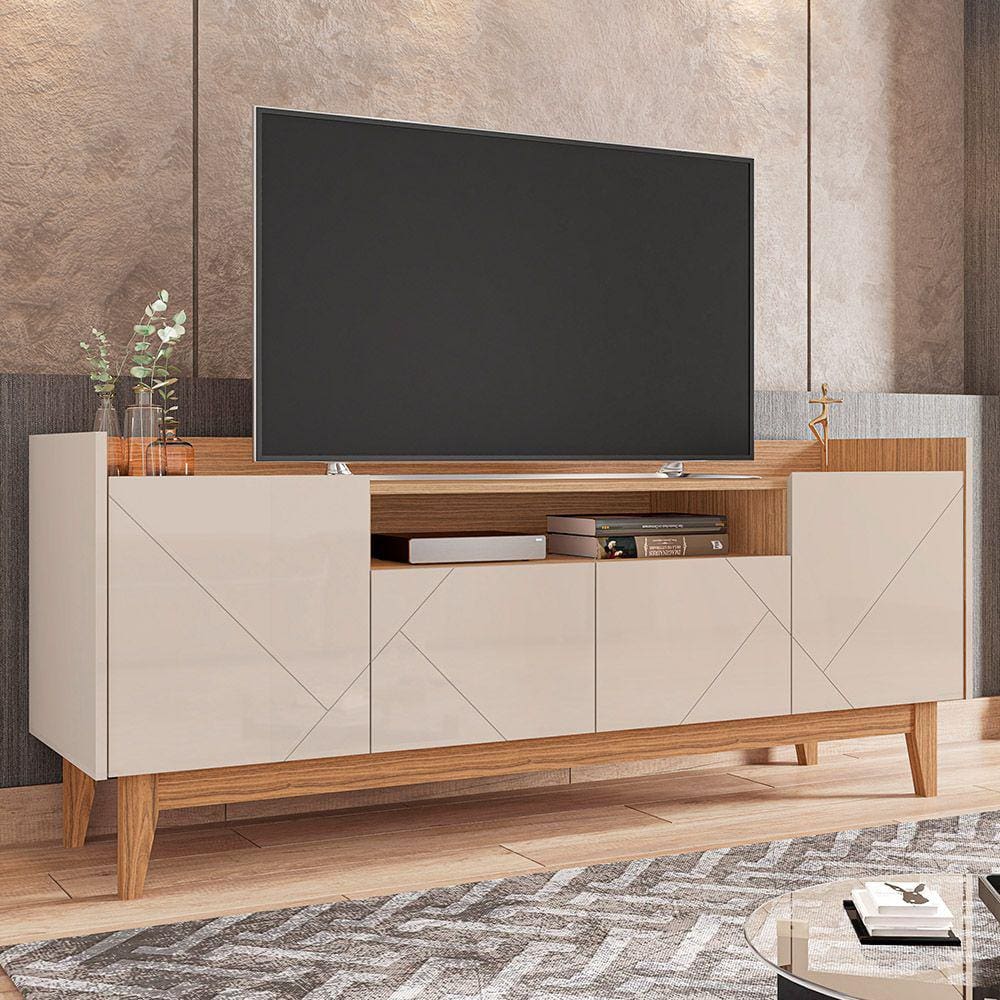 Rack Sala Adria para TV até 60 Polegadas c/ Pés de Madeira