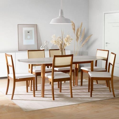 Conjunto Mesa de Jantar e 6 Cadeiras Tiê CabeCasa MadeiraMadeira