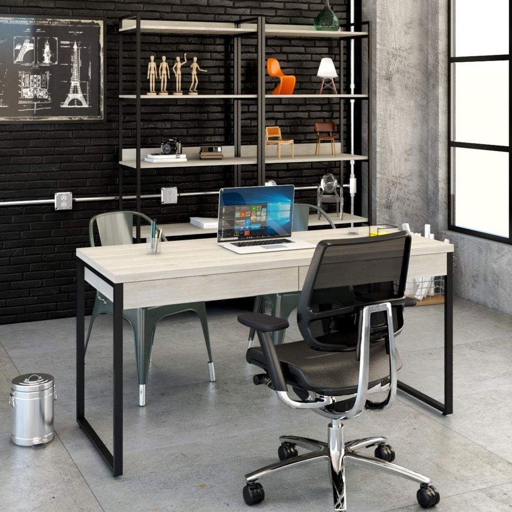 Mesa para Escritório 150cm 2 Gavetas Kuadra Compace Snow