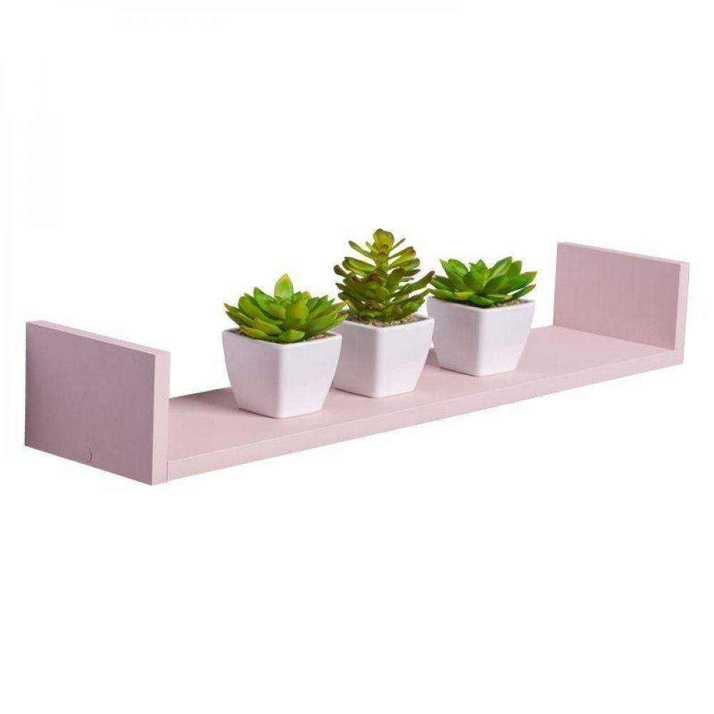 Prateleira U 90 x 10cm Rosa Claro Invisível