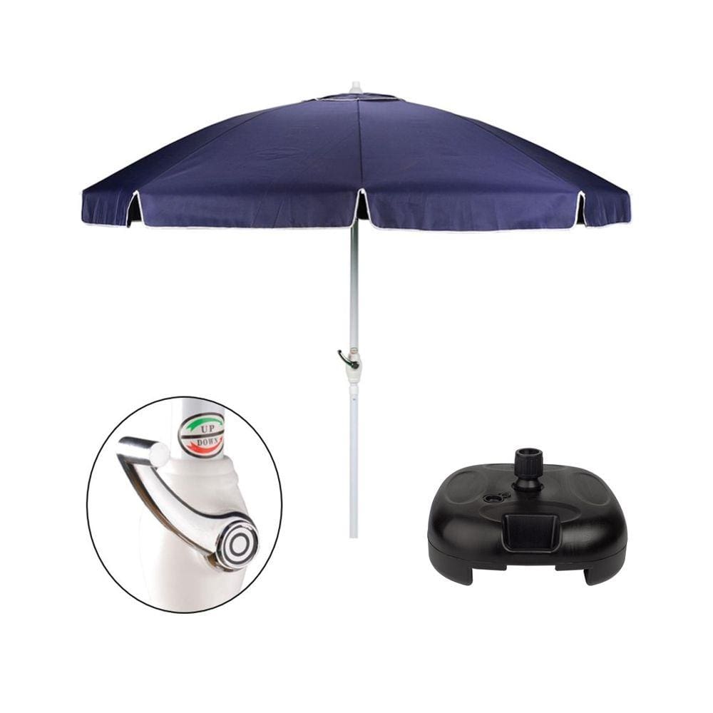 Kit Guarda Sol Alumínio 2,50 Metros Com Manivela + Base Preta - Mor