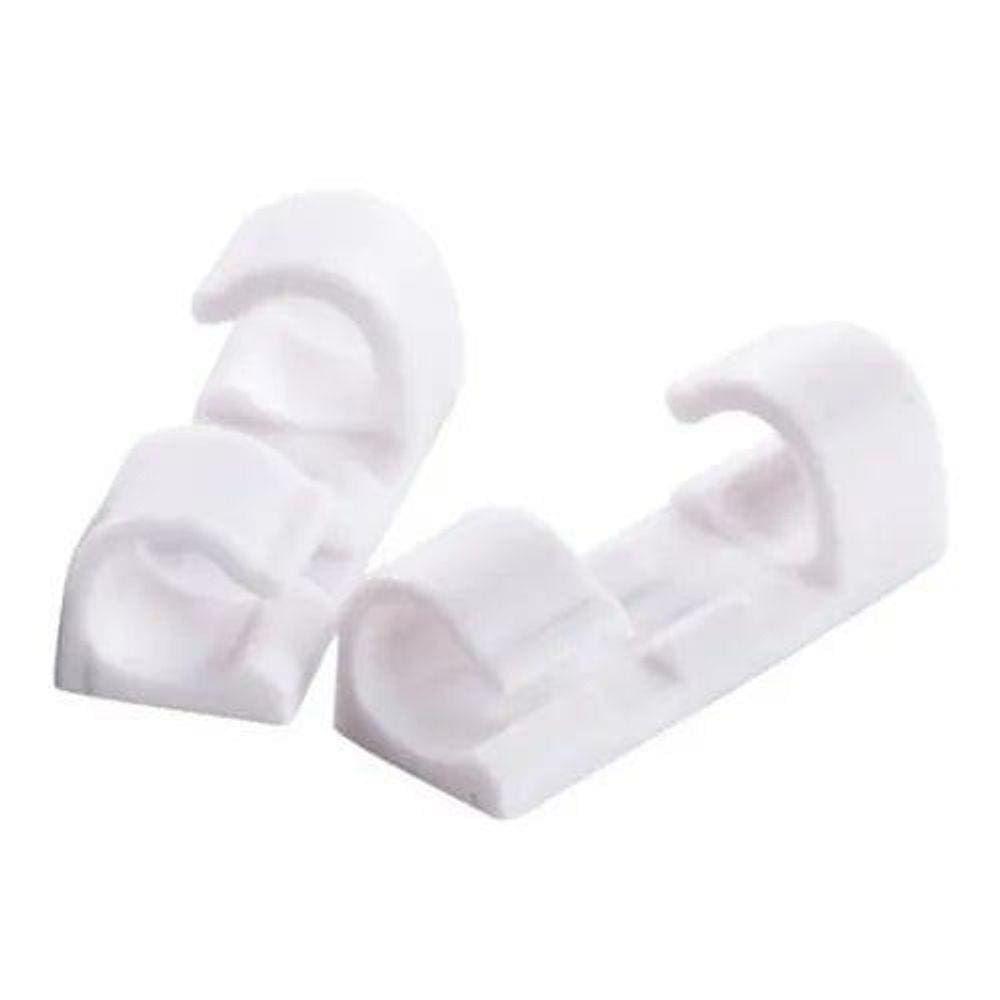 Kit Clip Organizador de Cabos e Fios Adesivo 3M 100 Un Fixador ZigZag Passa Fio Branco TV Rede PC