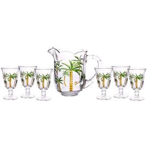 Conjunto 7 peças 1 Jarra 1,3 L + 6 Taças 240 ml de Cristal Palm - Lyor