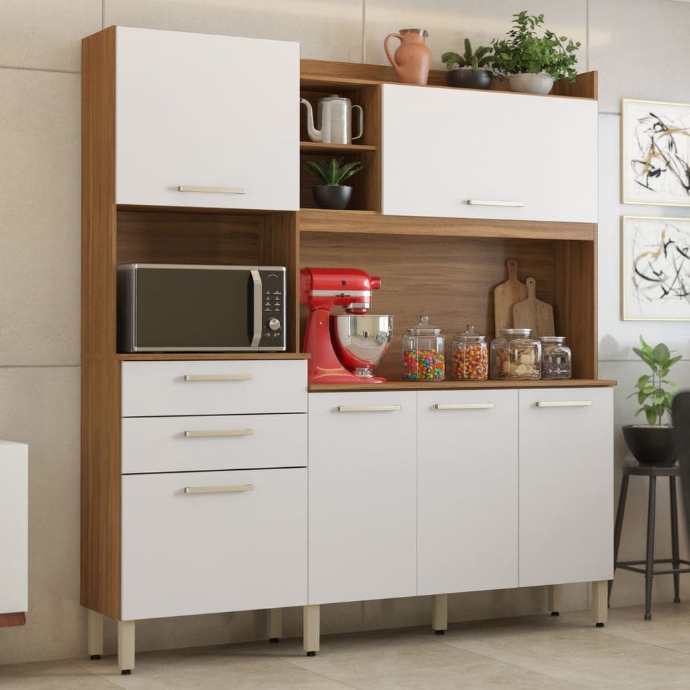 Armário de Cozinha 6 Portas 2 Gavetas Select Demobile Amendola Branco