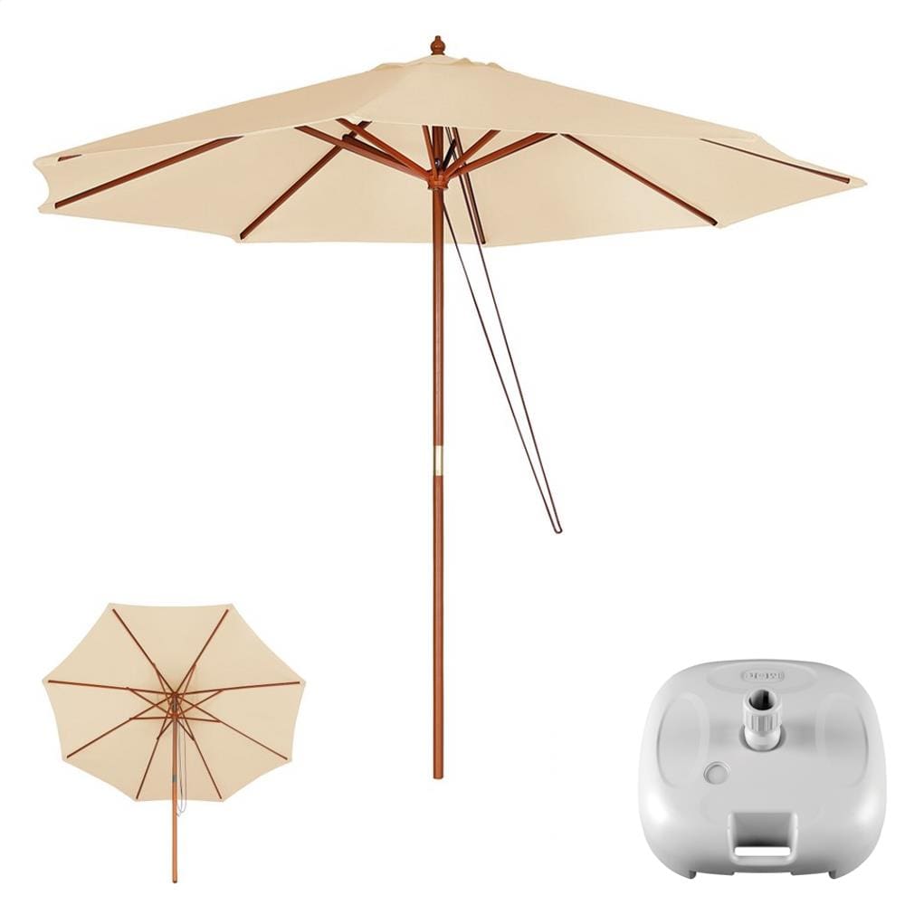 Kit Ombrelone Madeira 3 Metros Guarda Sol Sombreiro + Base Plástica - Mor