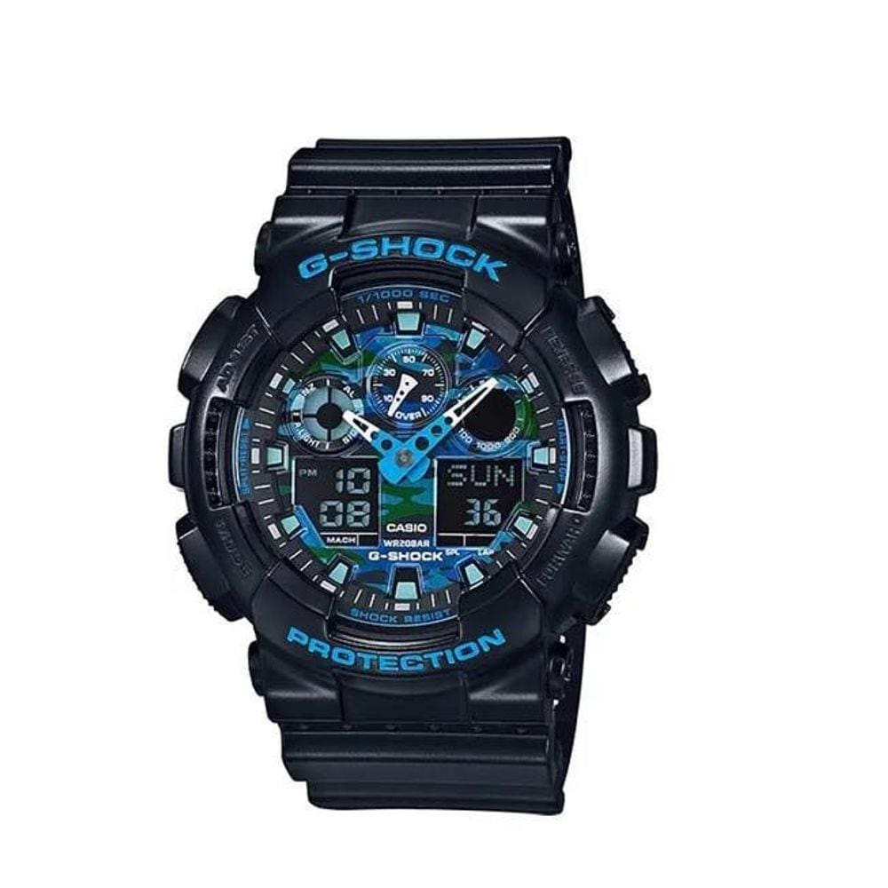 Relogio G-Shock Ga-100Cb-1Adr Preto Fundo Azul