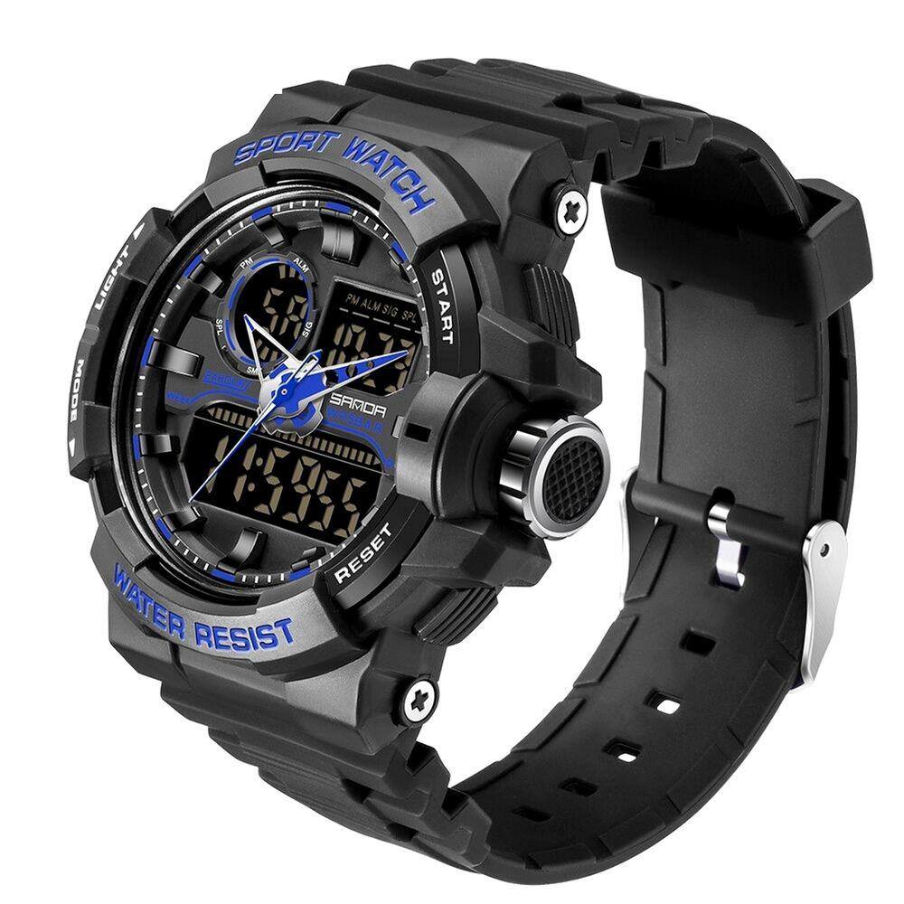 Relógio Masculino SPORT Design Militar Luxuoso Sanda Relógio de Pulso de Quartzo A prova D`água
