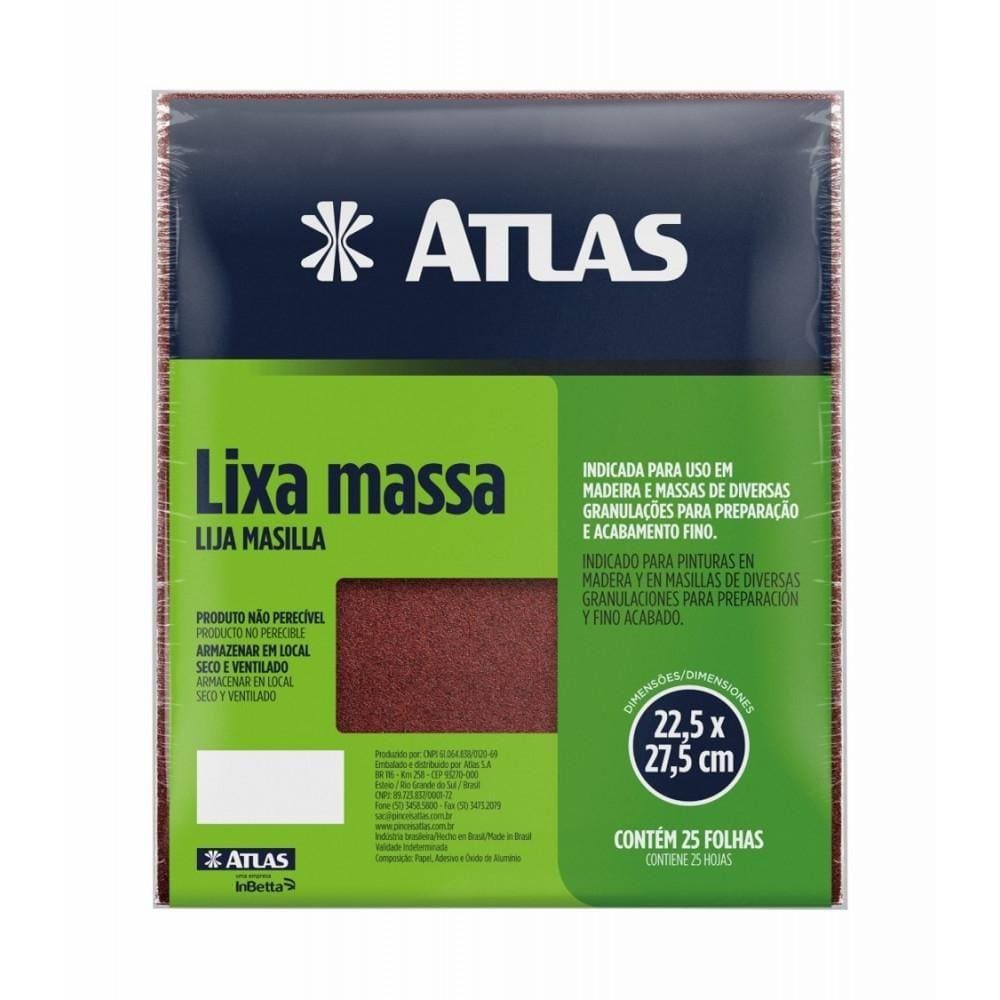 Lixa Massa E Madeira Atlas Grão 60