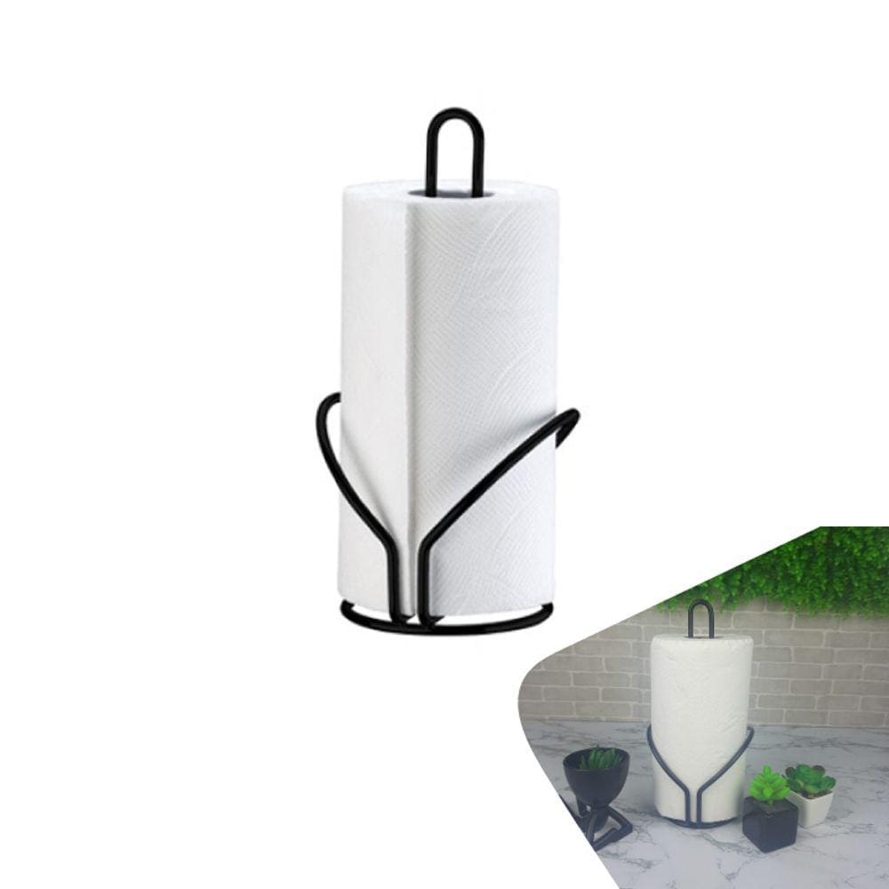 Porta Rolo Papel Toalha Suporte Vertical Mesa Bancada Cozinha Preto Fosco - 1191PT Future