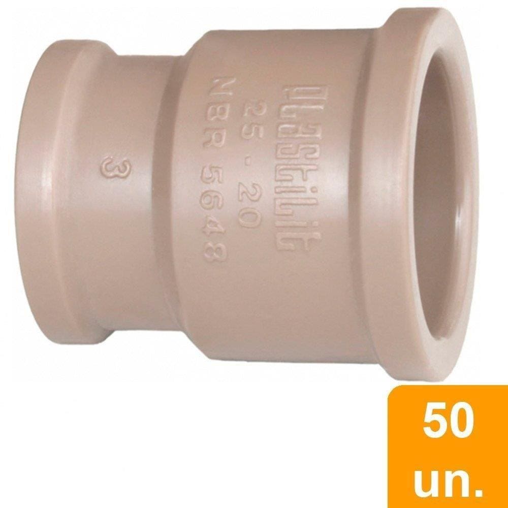 Luva Redução Soldável Plastilit 25x20mm - Embalagem com 50 Unidades