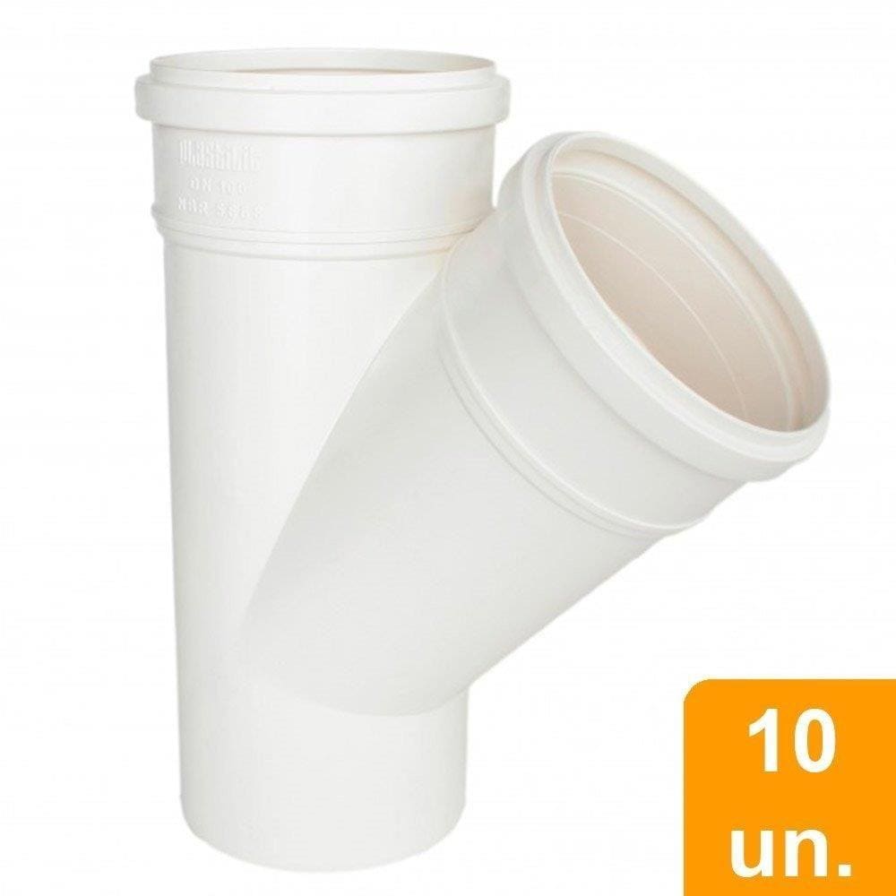 Junção Simples Esgoto Plastilit 50x50mm - Embalagem com 10 Unidades