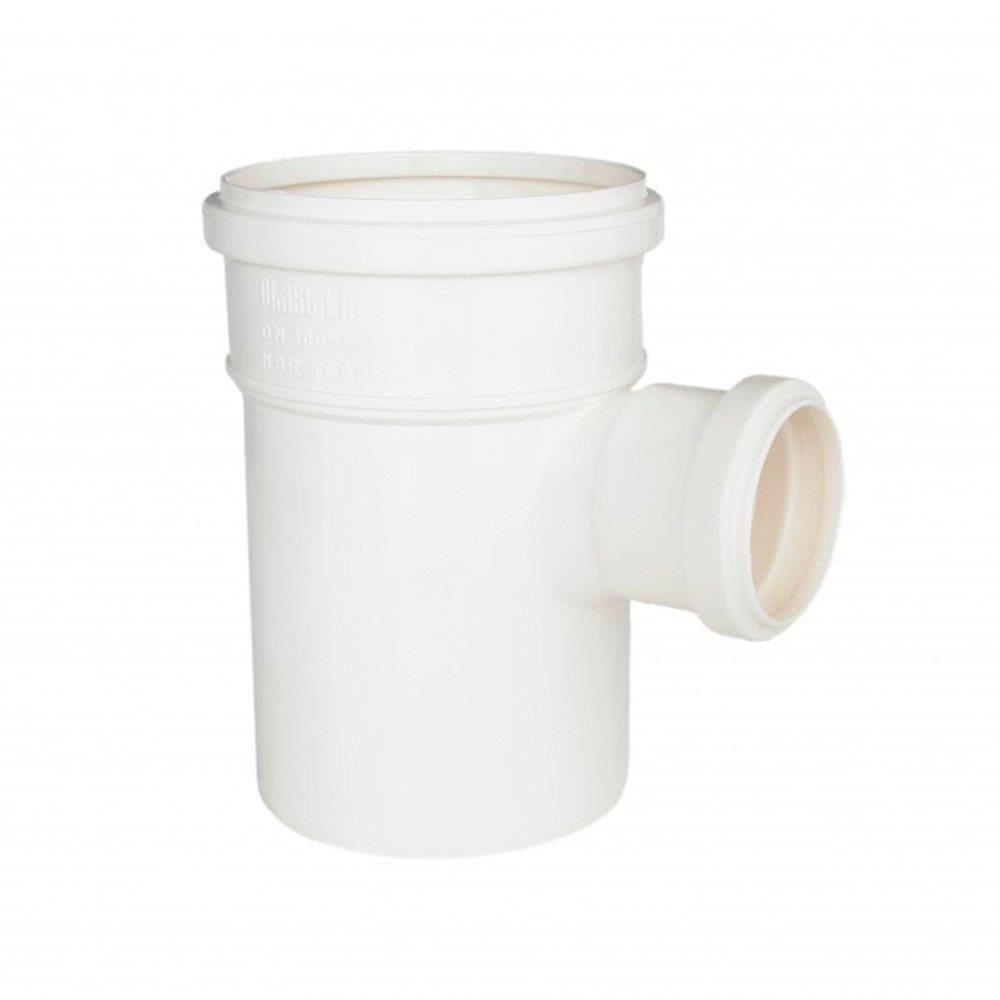 Tee de Redução para Esgoto Plastilit 100 x 75mm Embalagem com 10 Unidades