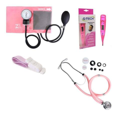 Necessities Medieval Exchange Kit Aparelho Medidor De Pressão + Estetoscópio + Garrote + Termômetro Kit Premium Rosa | Extra Necessities Medieval Exchange Kit Aparelho Medidor De Pressão + Estetoscópio + Garrote + Termômetro Kit Premium Rosa | Extra