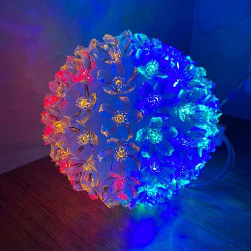 Globo 100 Lâmpadas Pisca Pisca Luz Led Flor Colorida Natal