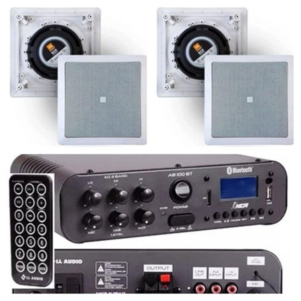 Amplificador Sa100bt Bluetooh + 4 Caixas Gesso 6Co1q