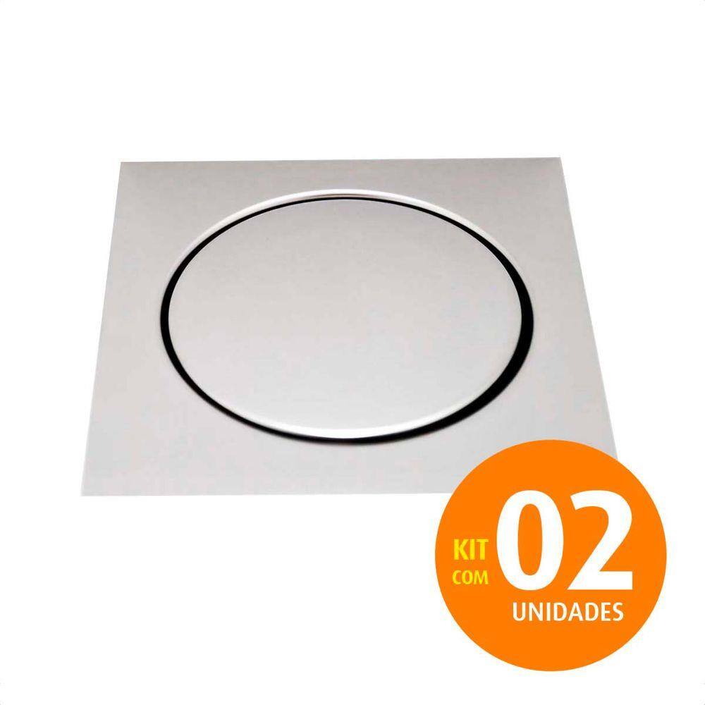 Kit 02 Un Ralo Click Quadrado 10X10