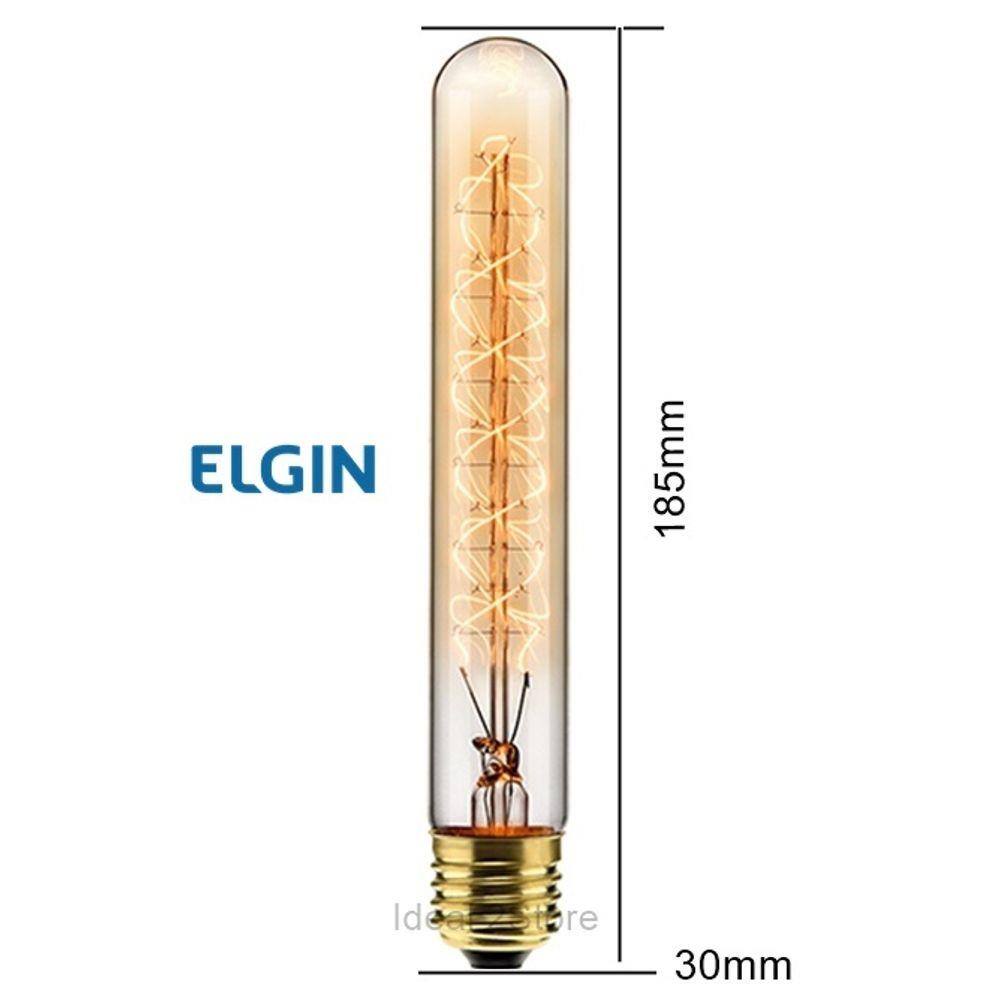 Lâmpada T30 Filamento Carbono 40W 110V Elgin 2000K Âmbar