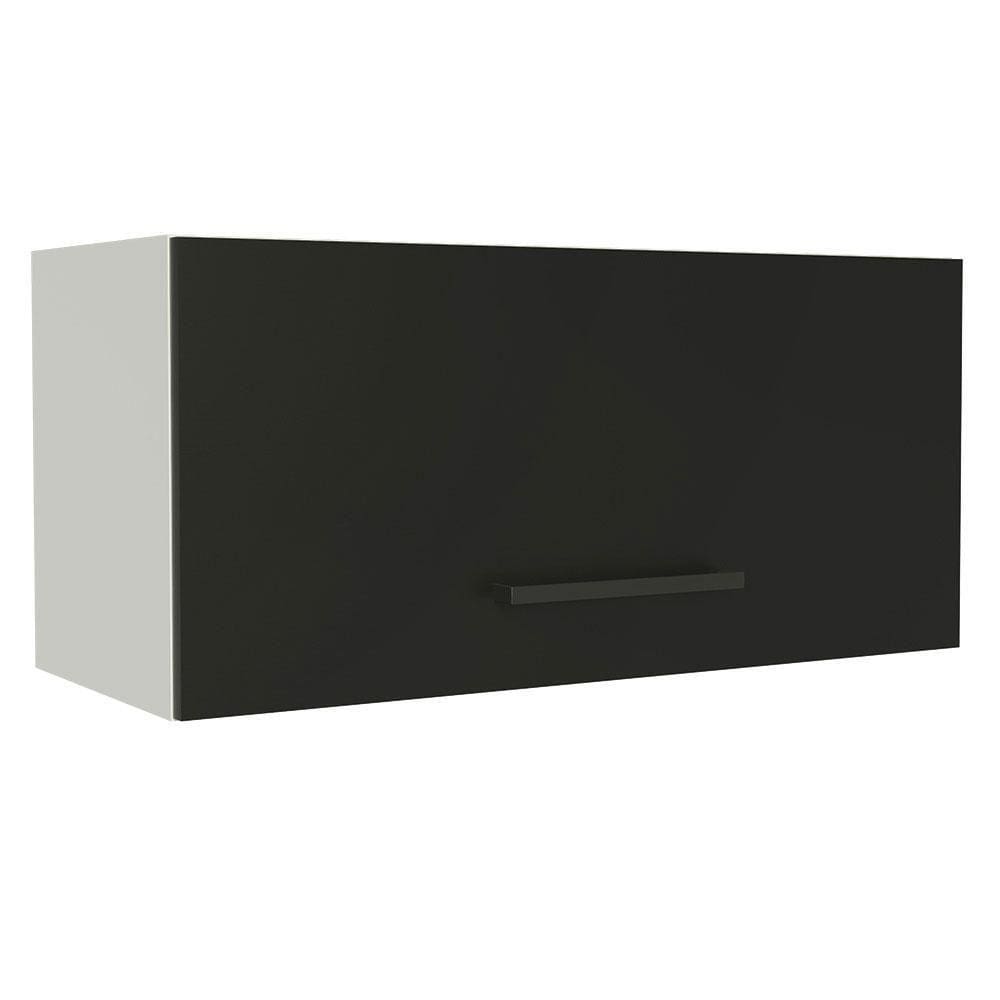Armário Aéreo de Cozinha Agata 70cm 1 Porta Branco Preto