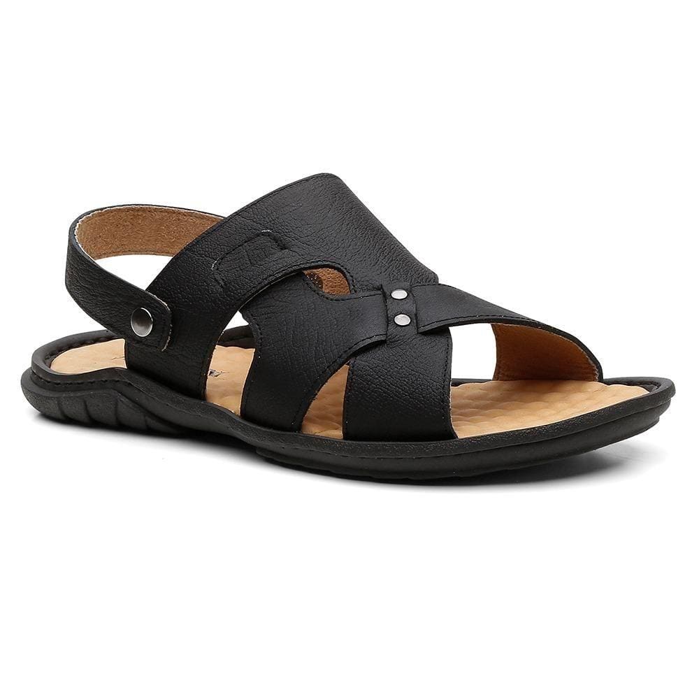 Sandália Masculina Couro Macio Conforto Clássico Casual Leve
